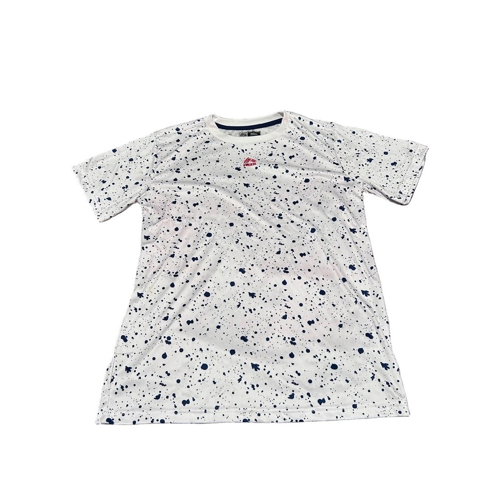 RBX Performance Shirt Kids L 14/16 White Navy Splatter Short Sleeve Tee